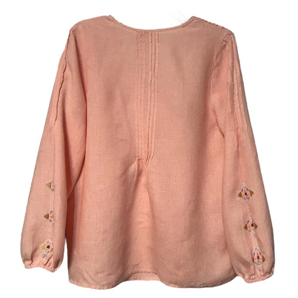 Sundance NWOT 100% linen pintuck embroidered top - Picture 3 of 7